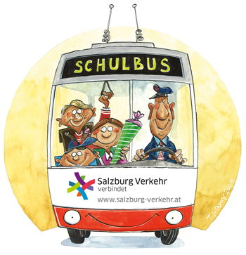 Bild mit Comic Schulbus des Salzburger Verkehrsverbund