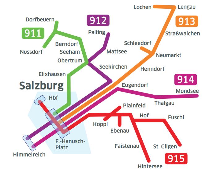 Nachtbus-Verbindungen im Flachgau