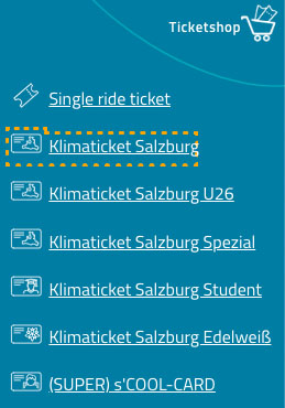 Ticketshop Dropdown for Klimaticket Salzburg