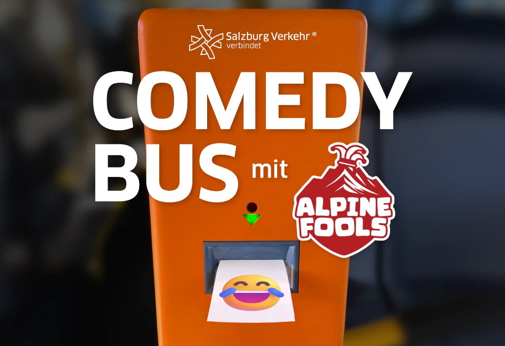 Salzburg Verkehr Comedy Bus mit Alpine Fools